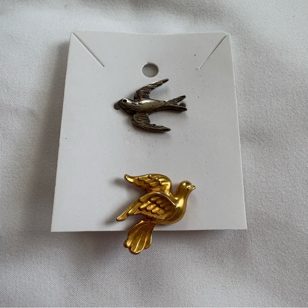Gold and Silver Bird Pins
